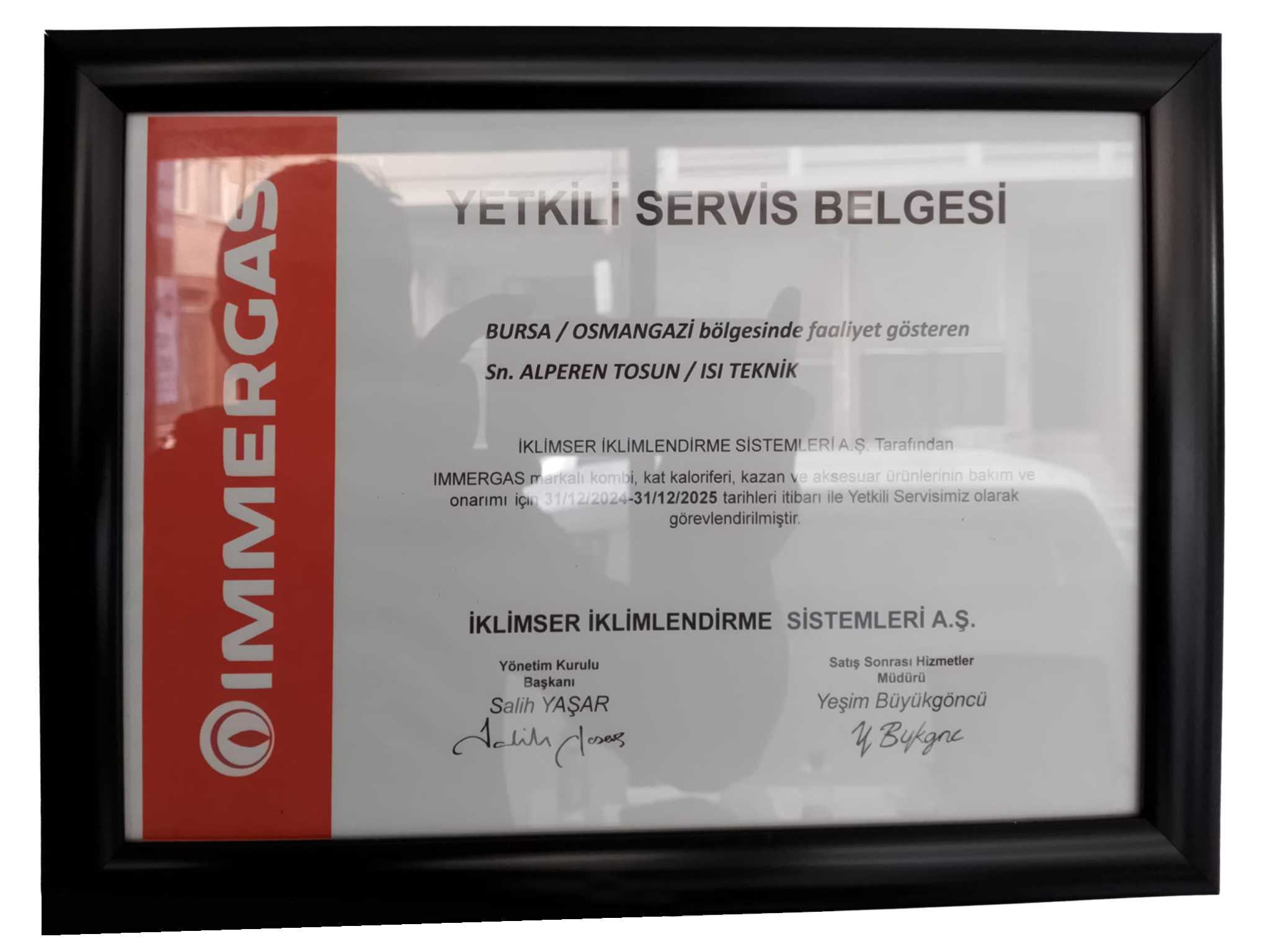 Bursa Kombi Servisi Sertifika 3