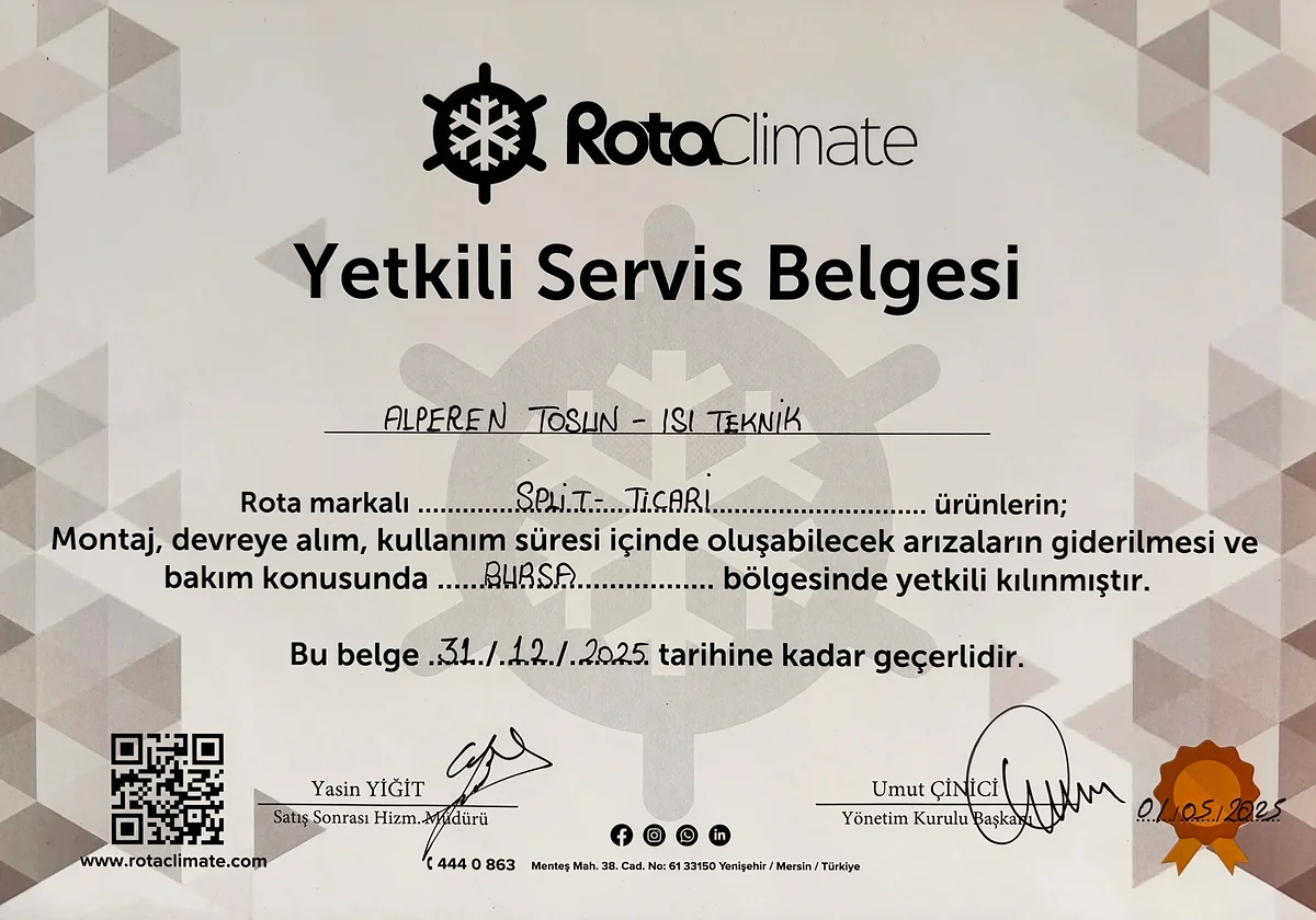 Bursa Kombi Servisi Sertifika 1