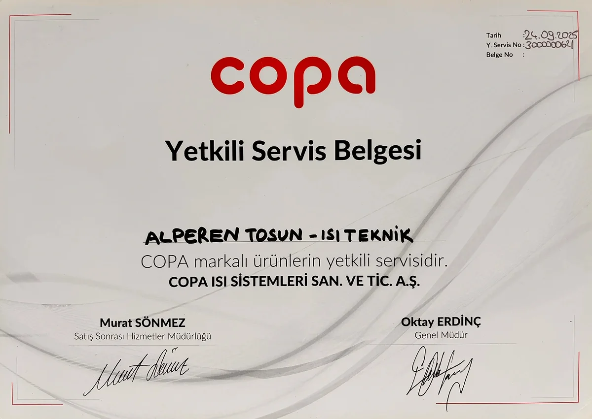 Bursa Kombi Servisi Sertifika 2